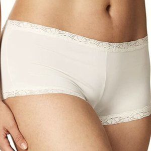 NEW Plus SZ 2XL/9 Ivory Maidenform One Fab Fit Microfiber Boyshort with Lace